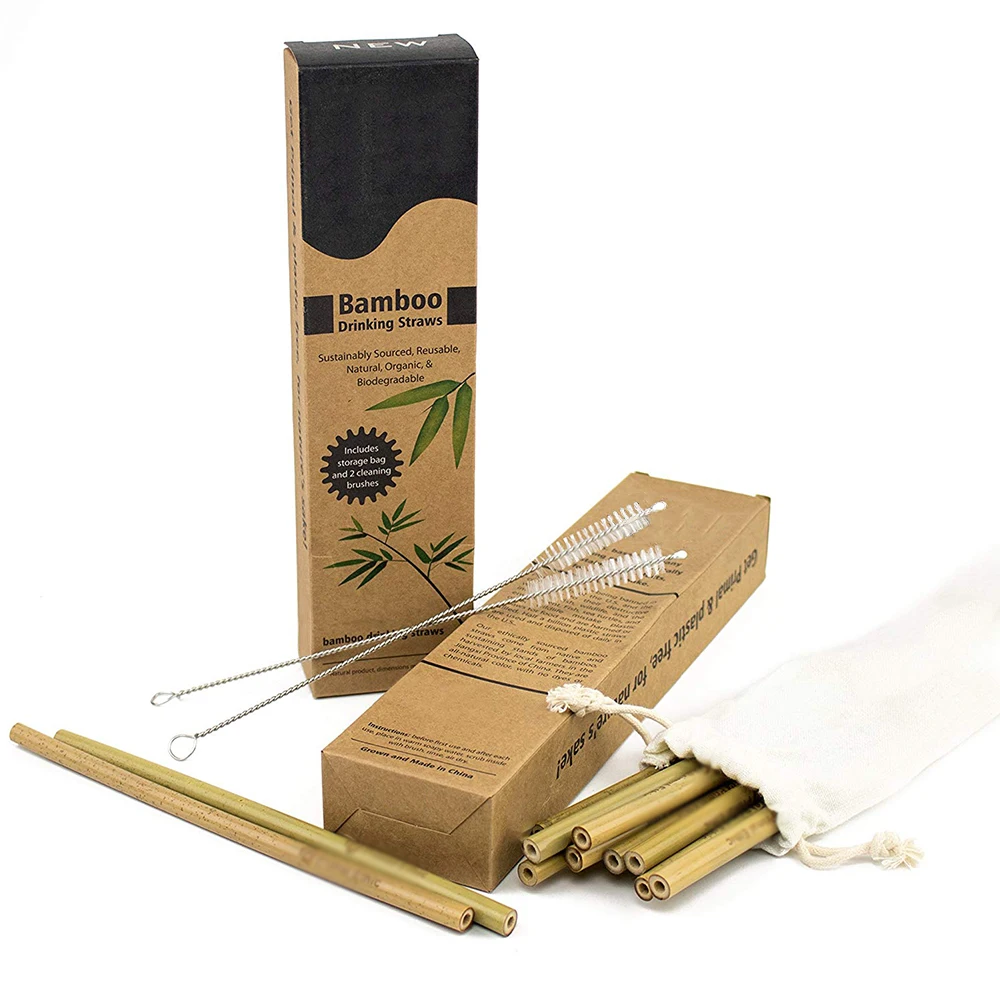 

Hot Selling Popular Yellow Engraving Logo100% Natural Degradable Eco friendly Drinking Straws, Natural bamboo color