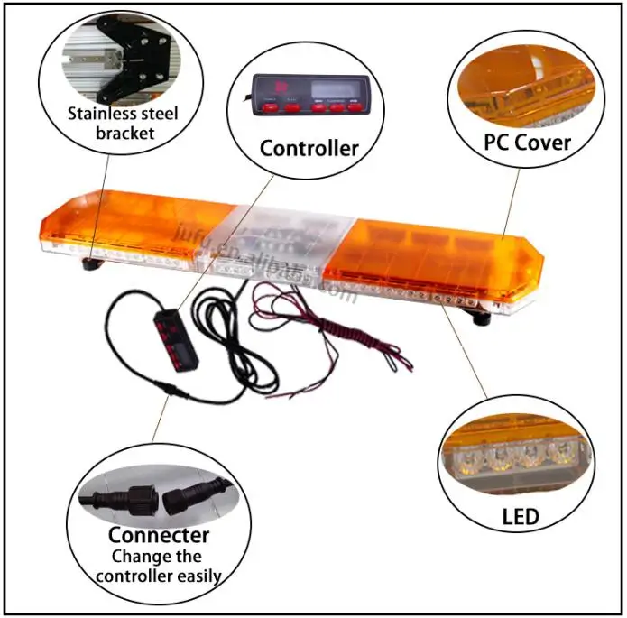 
47 inch best led strobe lights amber LED strobe kits truck emergency warning light bar 