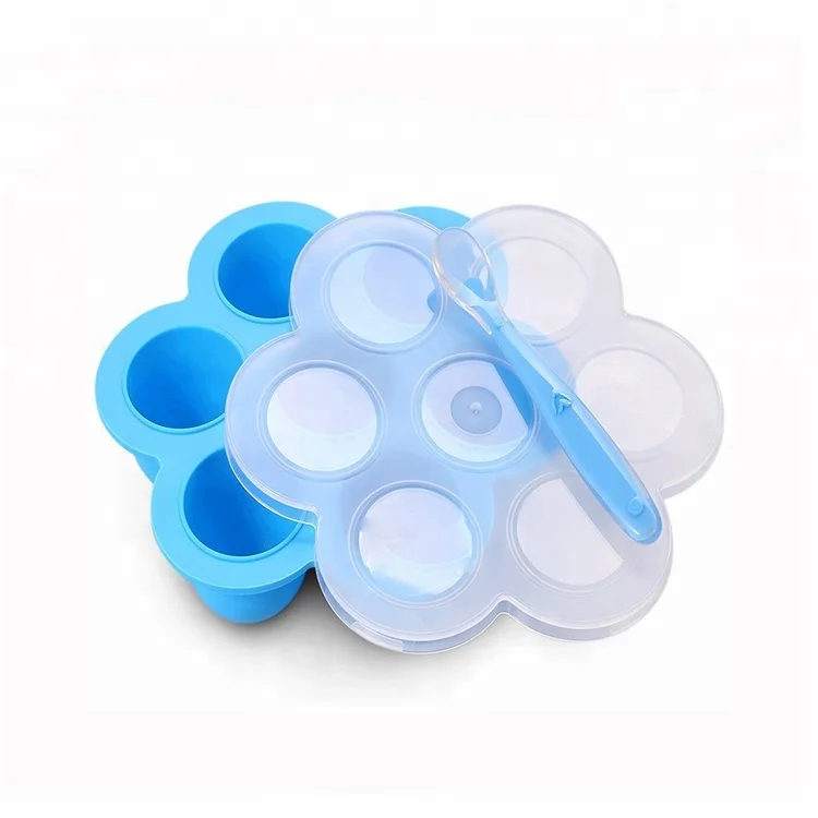 

Silicone baby food container with lid, Blue;green;pink;or custom colors