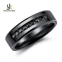 

PVD Plating Top Quality Mens Wholesale Crystal Titanium Rings Black