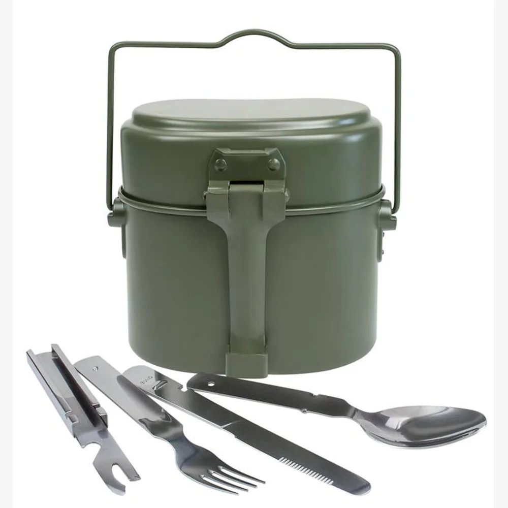 

folding Aluminum German Style military Army Mess Tins Perfect for camping and hiking WWII GERMAN M31 MESS TIN, Green