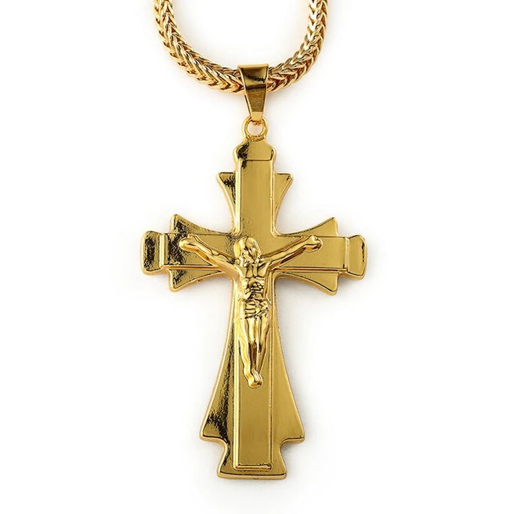 

Quality Crucifix Jesus Cross Pendant 24k Gold Necklace For Men, N/a