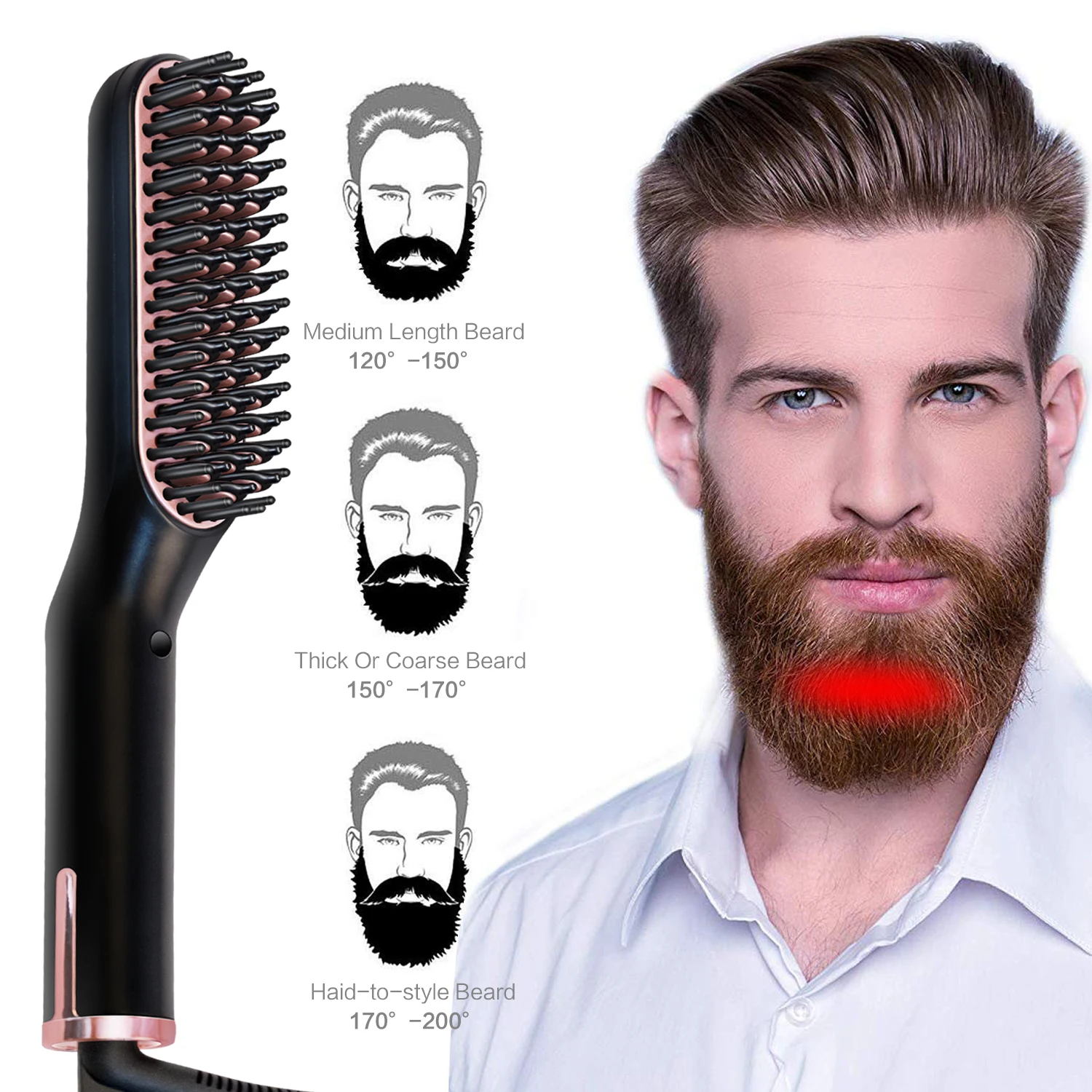 

Newest Design 3 in 1 Beard Straightener Tourmaline Ceramic Flat Iron Electric Hair Straightening Brushes Fast Heating Comb Style, Many colors for choice