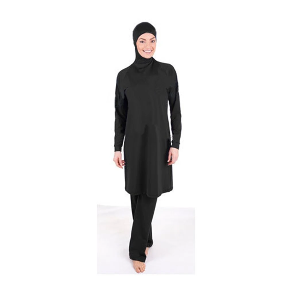 

Adriana Arango 2018 Plus Size Solid Muslim Swimwear Swimsuit Modest Swimwear, Black burkini