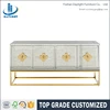 Luxury customized gold stainless steel mirror console table buffet cabinet