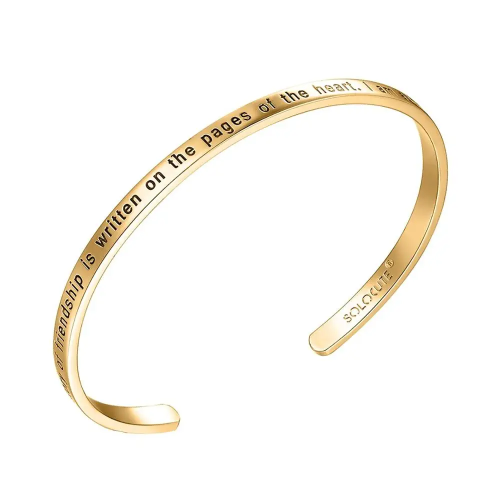 custom engrave letter plain cuff open bangle friendship jewelry