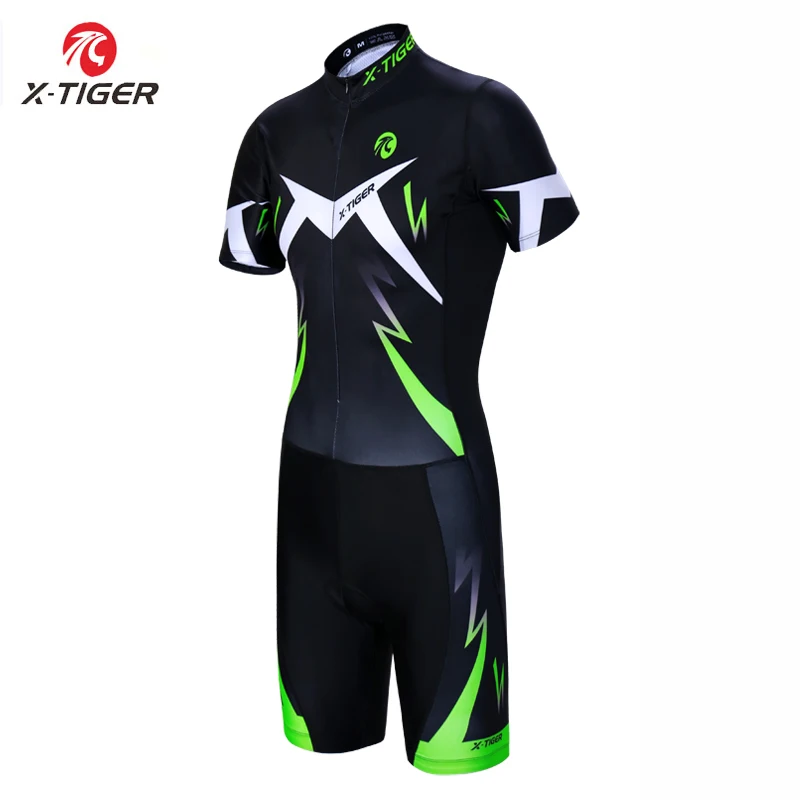 

X-Tiger Short Sleeve Triathlon Running Swimming Cycling Jerseys Compression Sponge Padded MTB Bike Jersey Ropa De Ciclismo