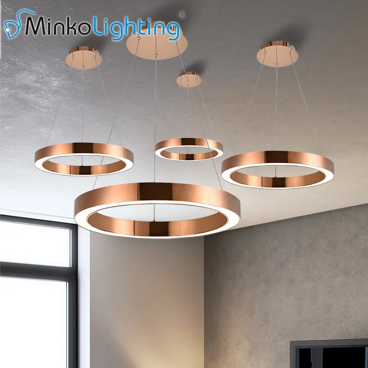 Rose Gold circular pendant cosmic led ring pendant ceiling light