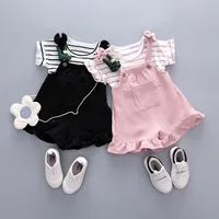 

2019 new baby suspenders pantsuit girl's summer short sleeve two-piece summer baby girl clothes dresses suit