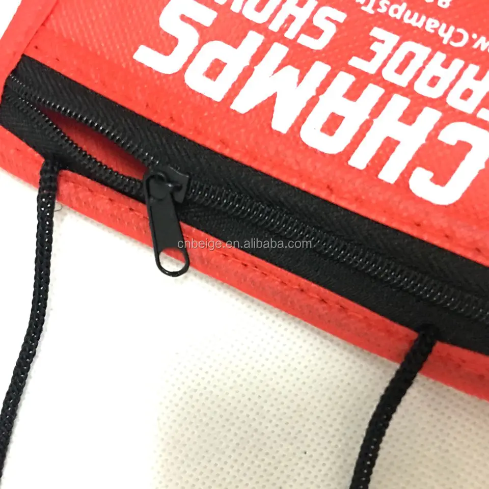 Non Woven Material Custom Print Card Holder Neck Wallet Bag With Zipper