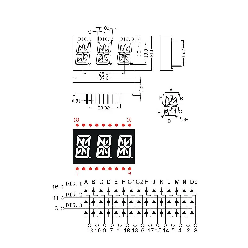 High Brightness 3 Digit 14 Segment Alphanumeric Led Display - Buy 3 ...