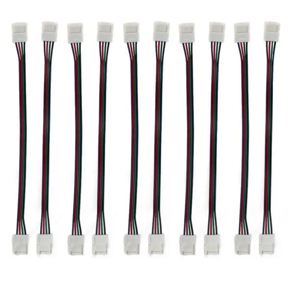 10mm 4 Pin 8mm 2 Pin Connector Wire Adapter For SMD 5050 3528 RGB LED Strip Light Connectors Cable Free Soldering