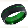 Domed shape black brushed tungsten ring,aluminum oxidized green ring