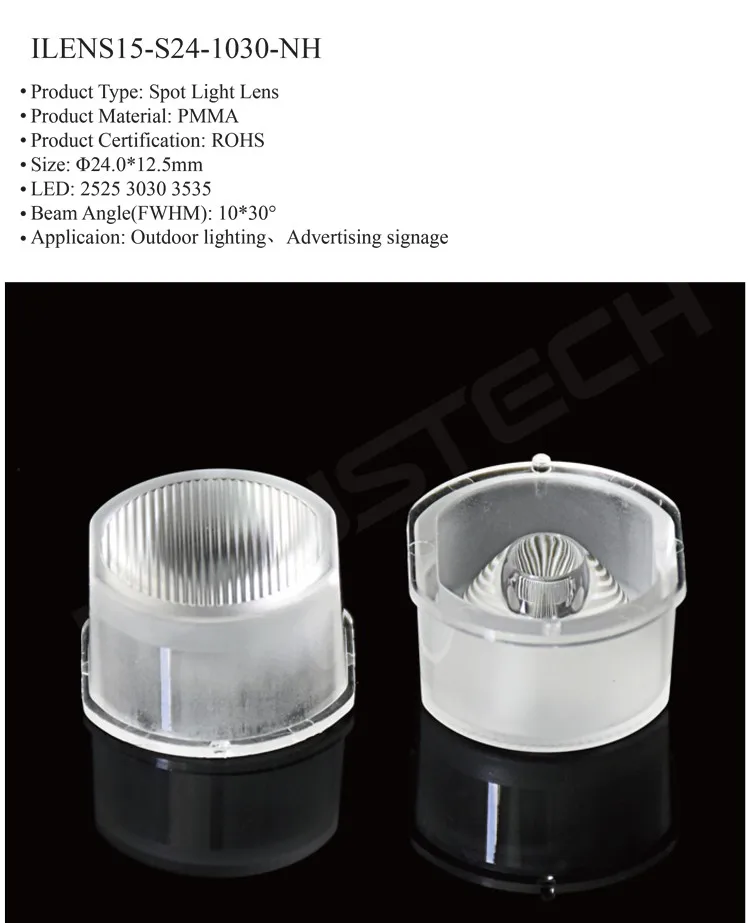 Smd Spotlight Led Optical Lens Acrylic Led Dome Lens Cover 10*30 Degree