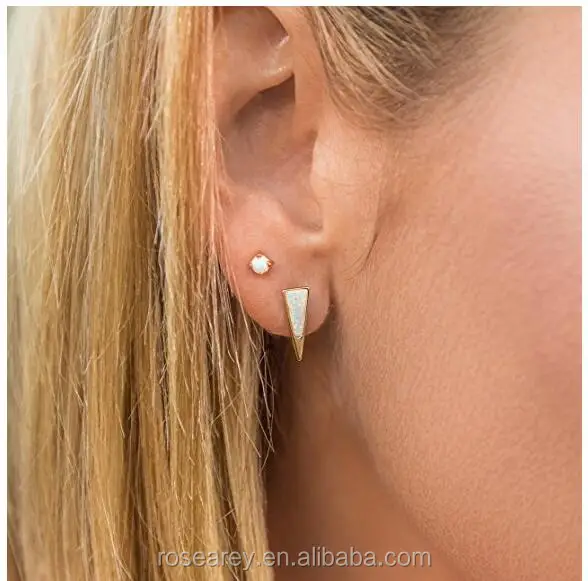 女性时尚手术钢匕首倒置三角女性蛋白石石耳钉 Buy 蛋白石石耳钉 三角耳环 手术钢耳环product On Alibaba Com