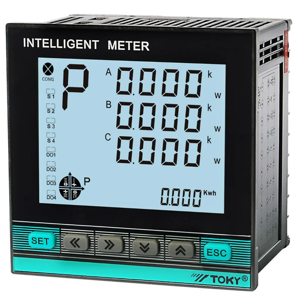 Toky Dw9l Lcd Display 3 Phase Multi Function Power Meter Kwh Meter With