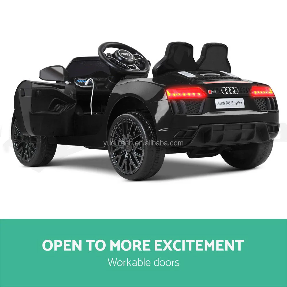 Black Kids Ride On Car Licensed Audi R8 Battery Electric Toy Sport ...