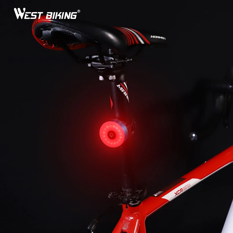 

WEST BIKING Bicycle Tail Light Waterproof USB Rear Warning Lamp Bike Safety LED 5 Modes LED Rechargeable Cycling Tail Light