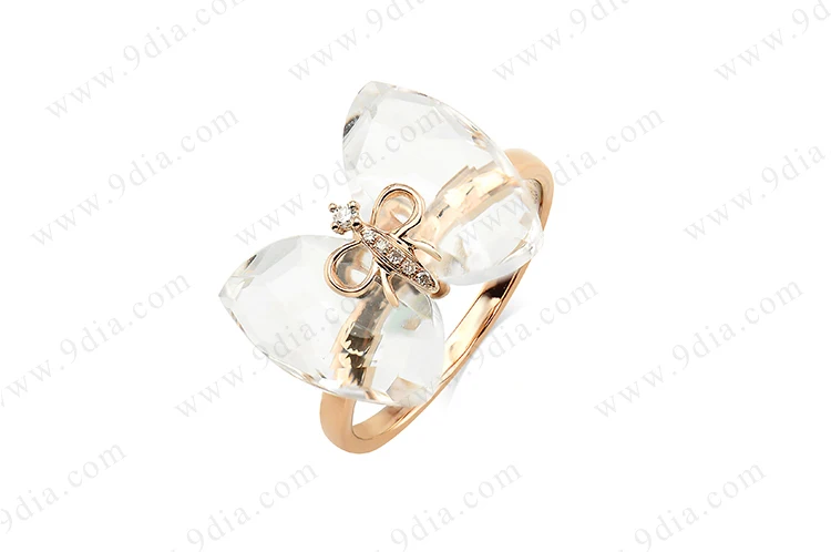 In Stock Ring Rhodium Plated Silver Butterfly Ring CZ 925 Ring