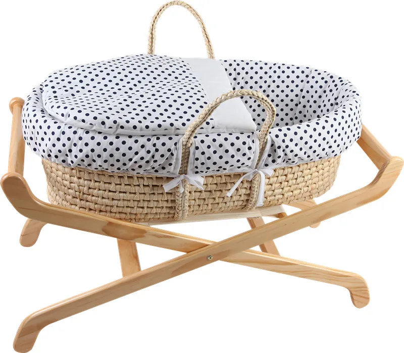 woven moses basket with stand