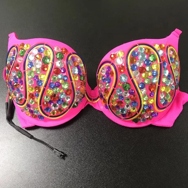 

2021 Rave Party High Quality Gem Light Up Bra LED Luminous Sexy Bra