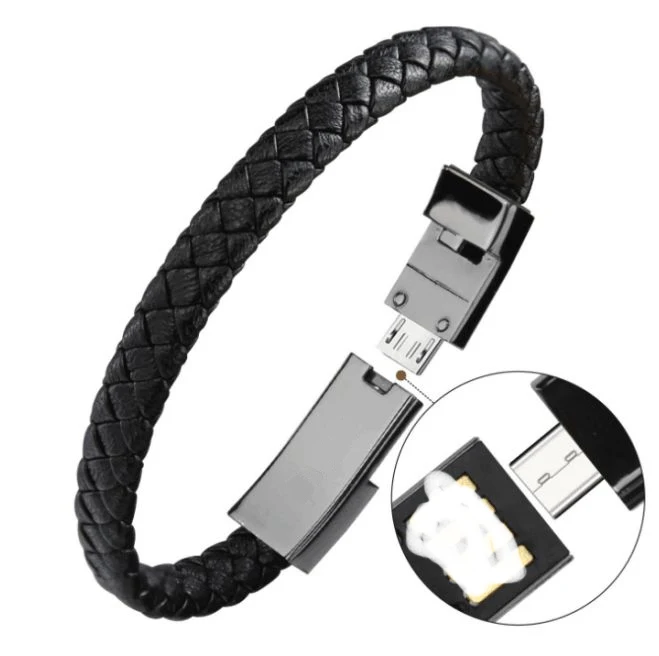 

Wholesale Promotional Gift Micro USB Cable For Iphone Android Mini Multi Type C Bracelet Power Data Magnetic USB Charging Cable, Black or custom