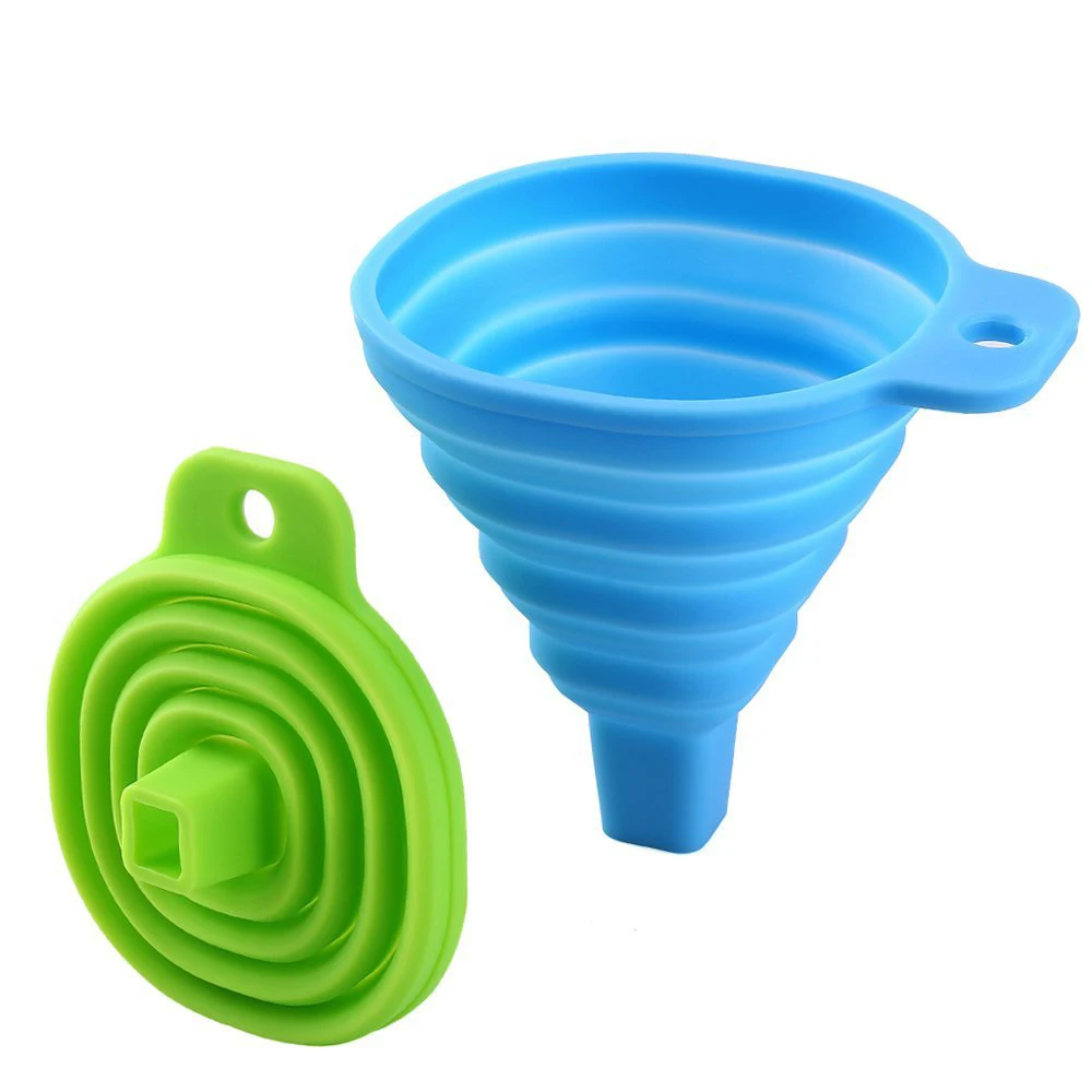 

Silicone rubber Foldable Oil Funnel, Flexible soft Kitchen Liquid Transfer, 100% BPA free, Blue;red;green(can be custom)