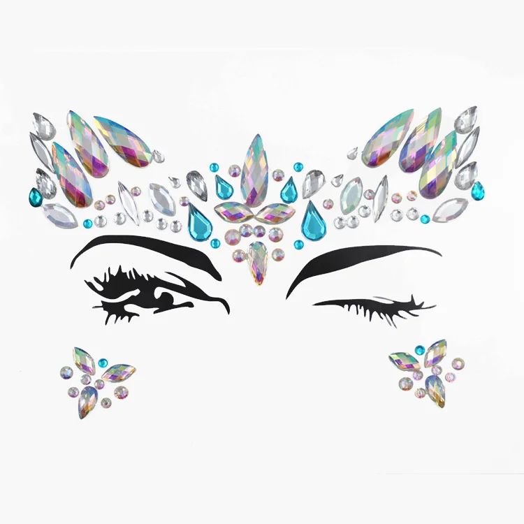 

Hot selling Temporary tattoo Face gems Jewels Sticker for Halloween, Colored