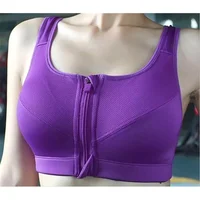 

Private Label Women Plus Size Yoga Bra Gym Clothing front zip gym Sports Bra Top fitness