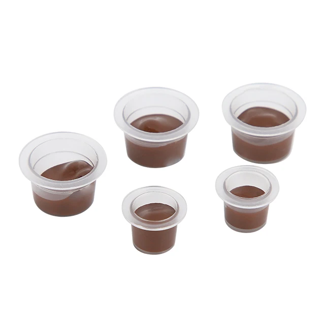 

White Plastic Disposable Tattoo Ink Cup Permanent Makeup Pigment Ink Cup, Transparent