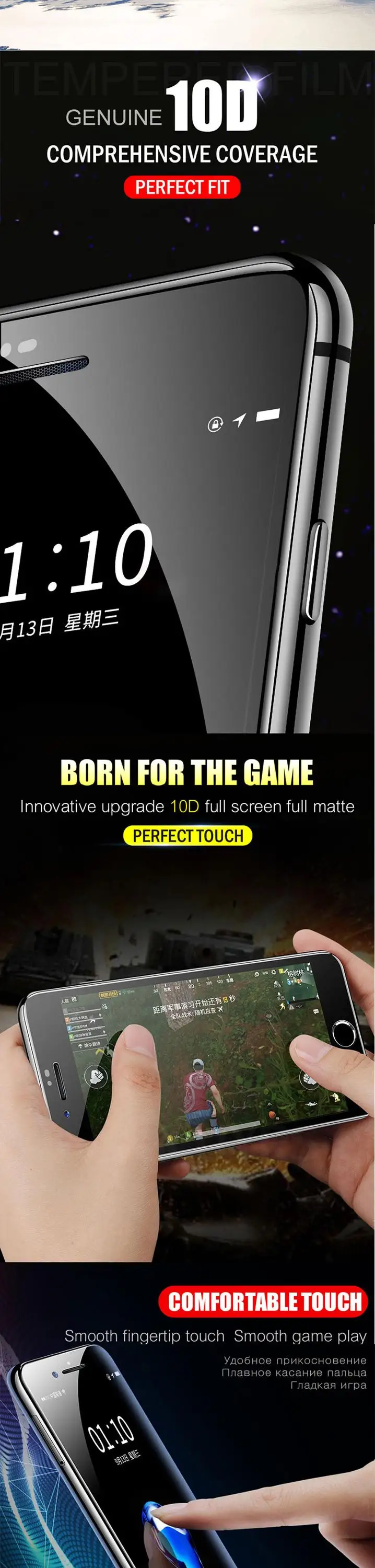 10D Protective Glass for iPhone 7 Screen Protector iPhone 8 Xr Xs Xs Max Tempered Glass for iPhone X 6 6s 7 8 Plus Xs Glass