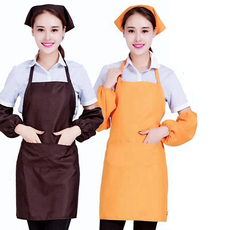 

R31 3pcs/set Unisex Polyester Adult Kitchen Painting Cooking Baking Sleeve Chef Hats Aprons Set