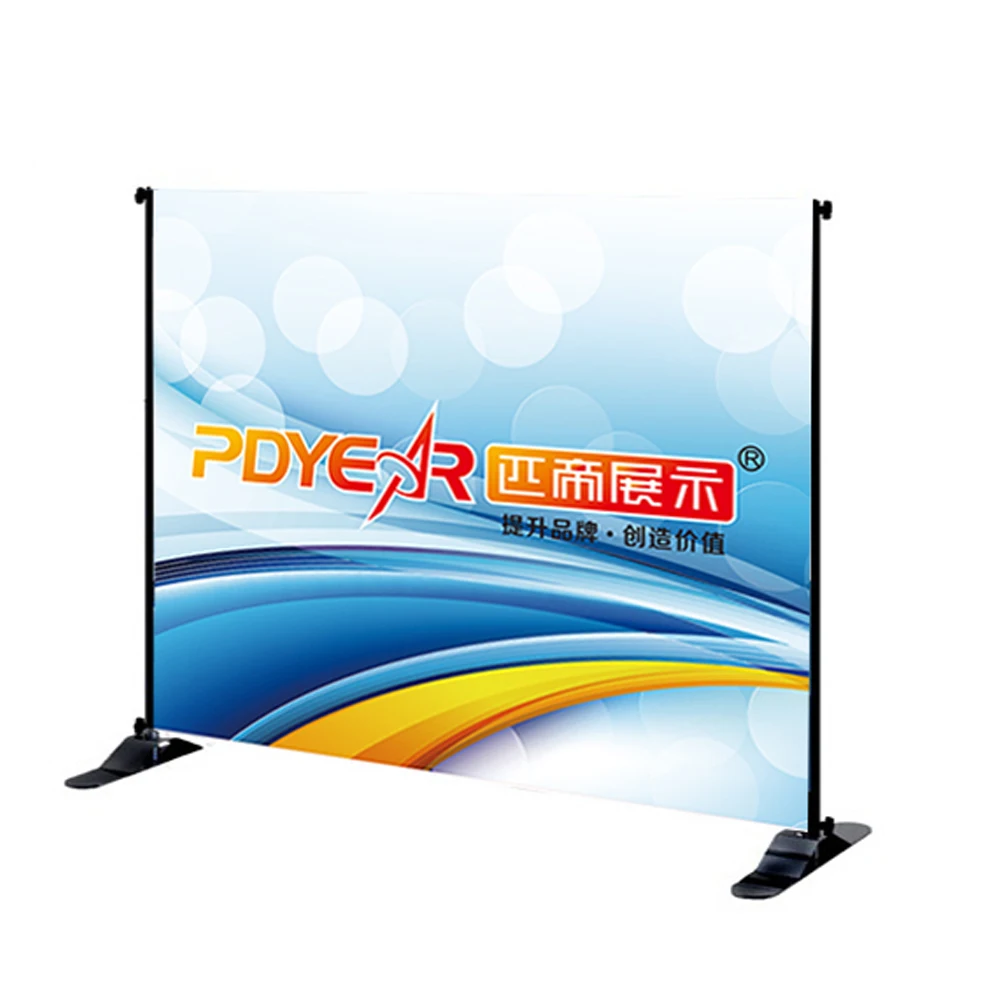 
RTS custom adjustable portable exhibition booth backdrop fabric banner telescopic trade show display stand 