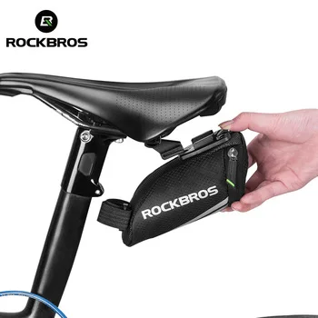 

ROCKBROS Mini Rear Bike Saddle Bag Portable Reflective Tail Seatpost Nylon Cycling Bike Bicycle Bag Package MTB Bike Accessories, Black