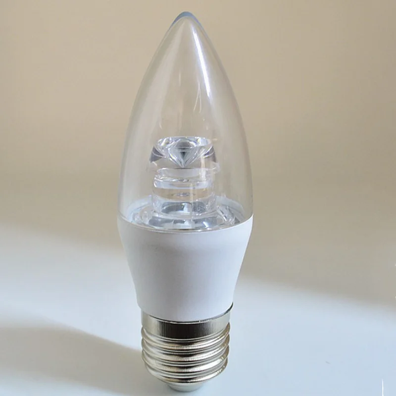 3w Dimmable high efficiency E27 glass led candle bulb E14 crystal chandelier light source home decoration pendant lighting