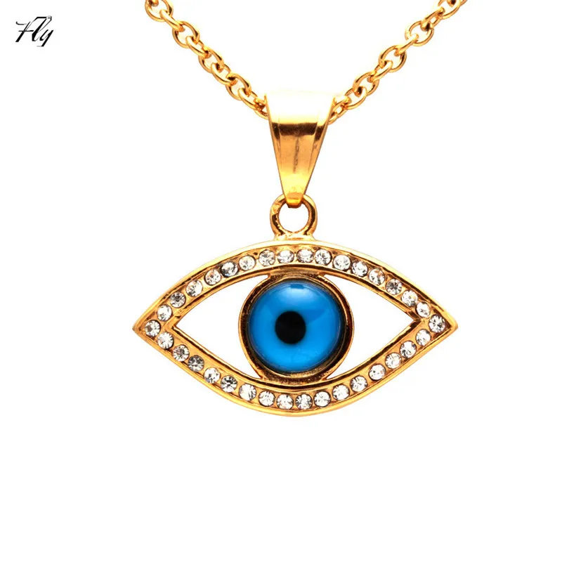 

Hot sale stainless steel casting jewelry blue evil eye necklace for women