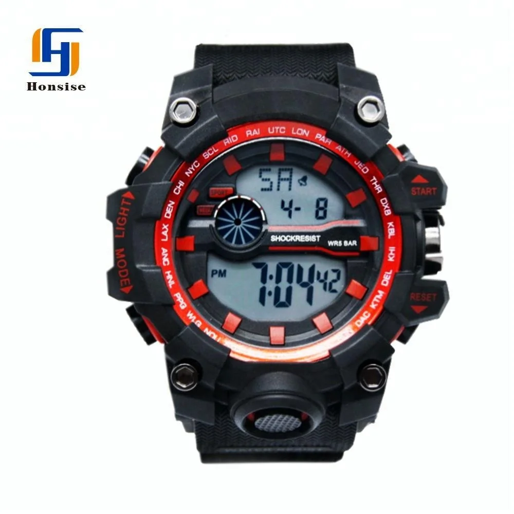 

Hot Selling Cheap Multifunction Men Chronograph Sports Digital Watch, Black,red,blue