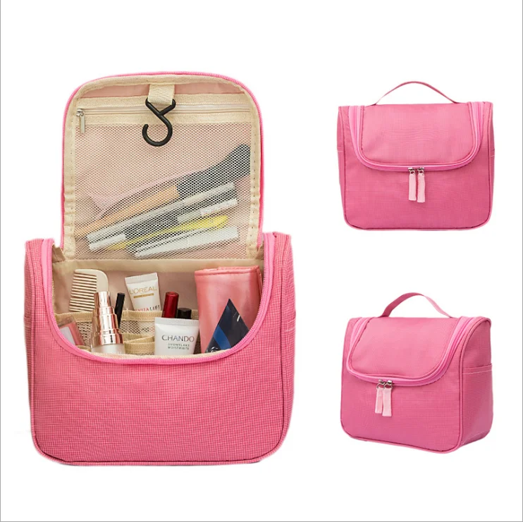 

Factory direct sale portable makeup pouch waterproof hook toiletry bag, Orange, rose red, pink, black, blue, green