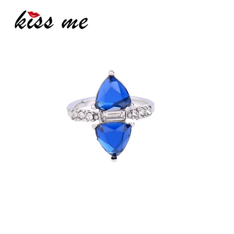 

jz00119b Wholesale Blue Crystal Cheap Costume Silver Ring Jewelry Sets, As picture