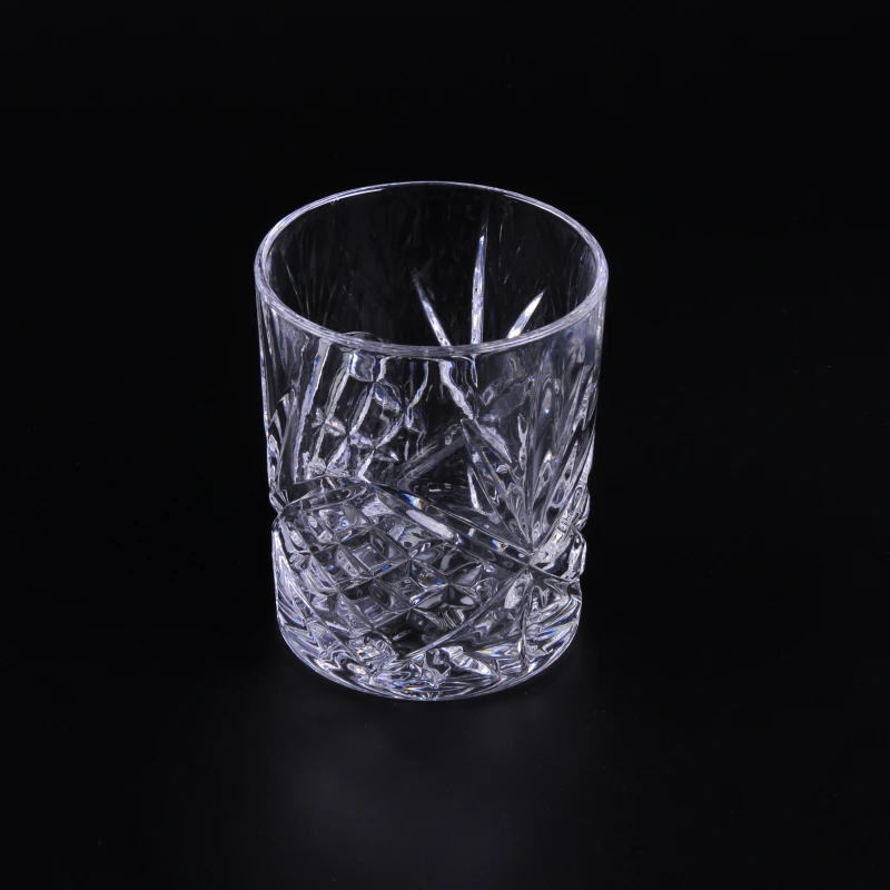 Clear leaves engraved glass candle holders wholesale for home decoration