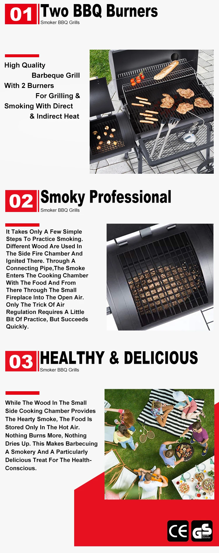 Wholesale Germany Outdoor Offset Portable Fish Food Charcoal Bbq Smoker