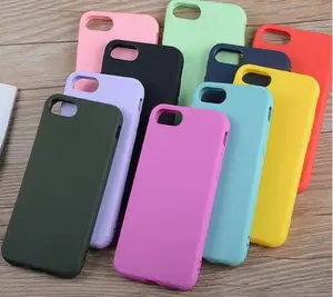 1.5MM Colorful Simple Solid Candy Color Soft TPU Silicon Plain phone cases for iPhone 678 X Matte Frosted Back Coque cover Case