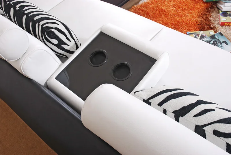 Modern L Shaped White Leather Corner Sofa Set For Living Room