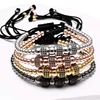Custom bling Handmade silver zircon disc ball macrame men Bracelet