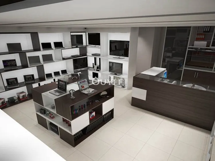 Laptop Accessories Display Shelf Rack Design Modern Digital Shop Laptop