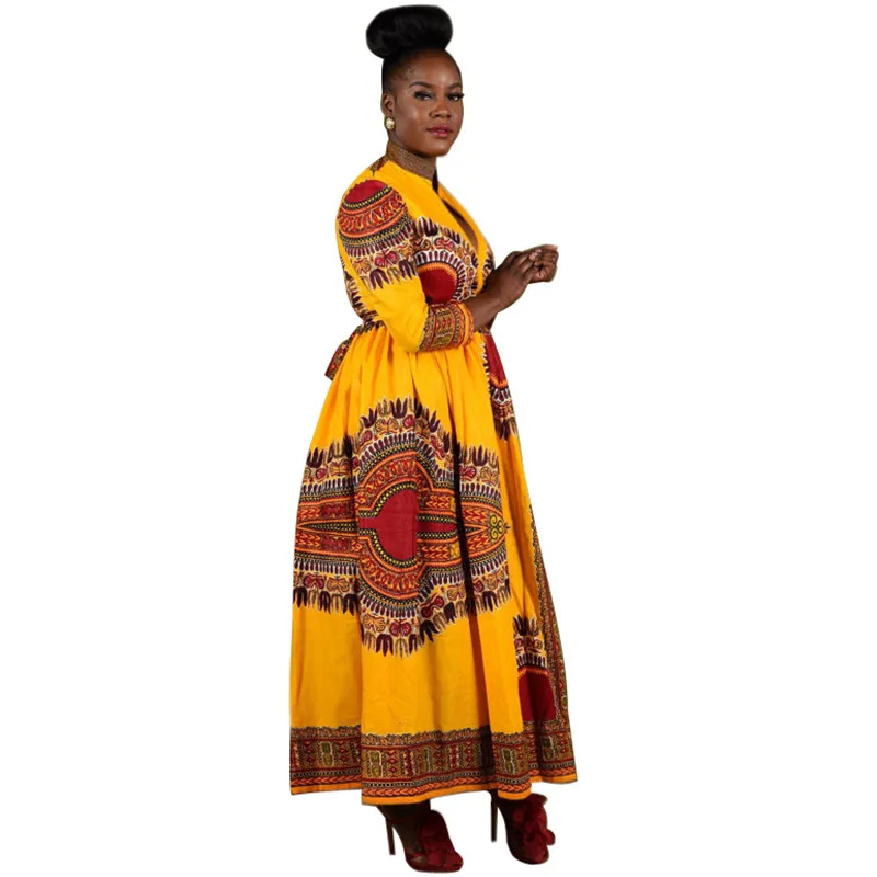 Wholesale Deep V Neck Tie Waist African Kitenge Maxi Dress - Buy ...