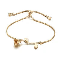 

Fashion Gold Rose Flower Charm Bracelet Wholesale NS801099