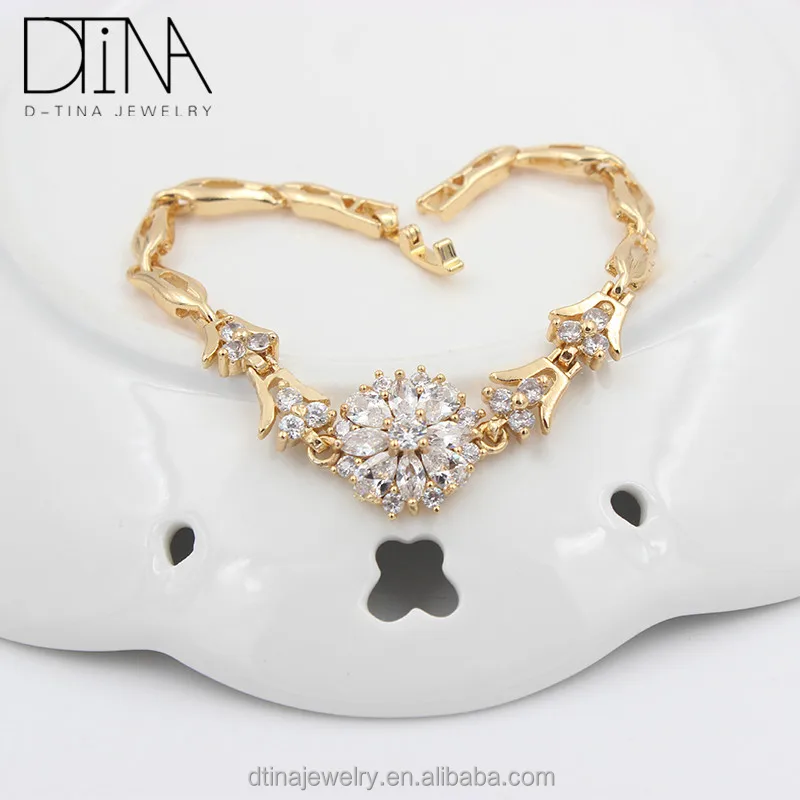 

DTINA 18k Gold Plated Color Jewelry Women Bracelet Clear Zircon Hand Chain for Christmas Gifts, Gold platinum gold