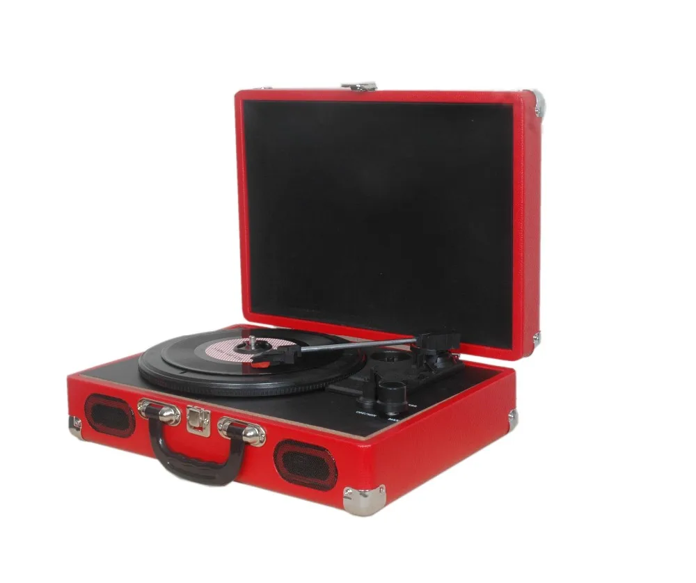 high end quality portable suitcase vinyl record player with