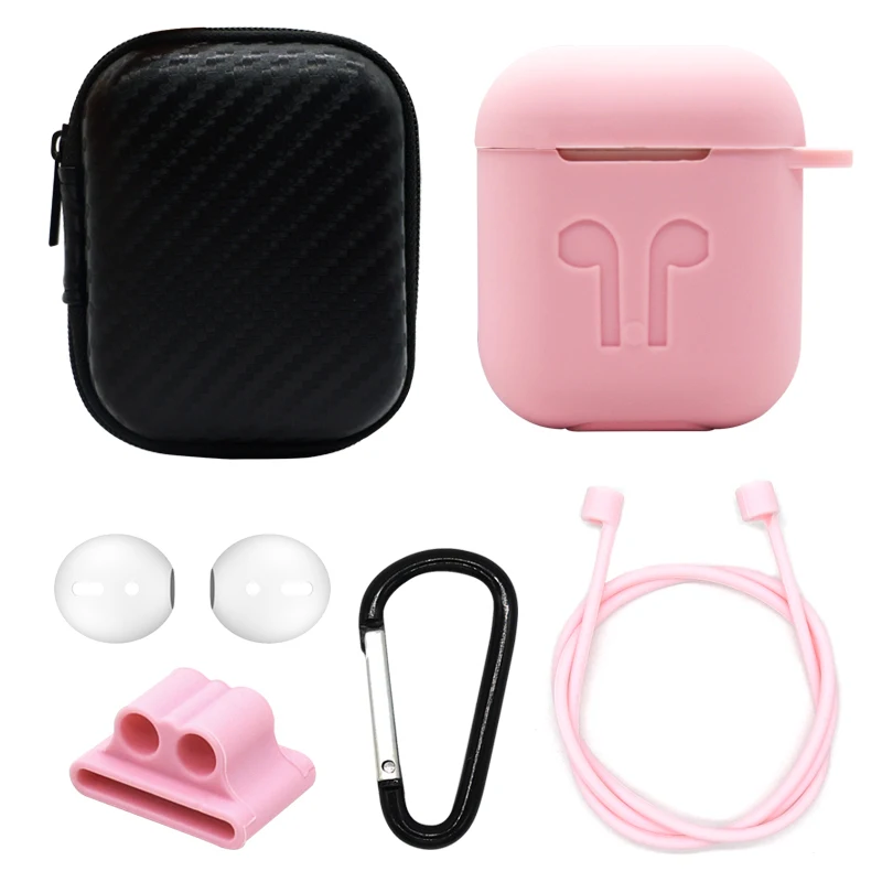 

Silicone Case and Anti Lost Strap and Protective EVA Bag for Airpod Charging Case, Red;black;white;pink;green;blue;clear;purple;grey